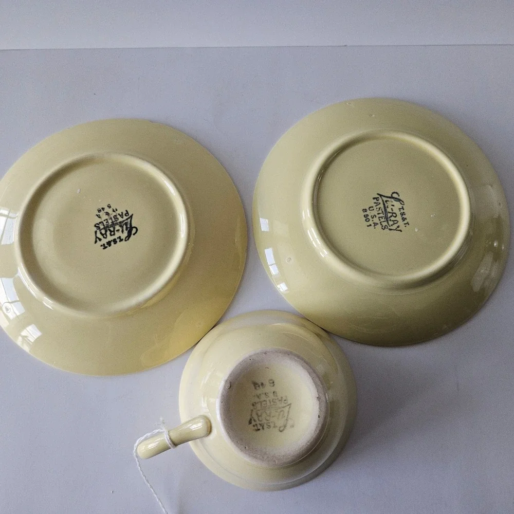 Lu-ray Pastels Persian Cream Cup & 2 Saucer Set Taylor Smith Taylor Vintage